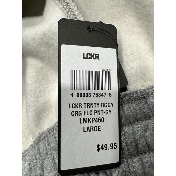 LCKR Mens Baggy Fit Fleece Cargo Sweatpants Heather Grey Large NWT Wide Leg - Picture 9 of 13